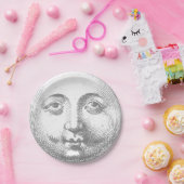 Antiek grijze maangezicht papieren bordje (Feest)