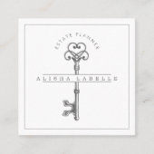 Antiek Grijze Skeleton Key Vierkante Visitekaartje (Voorkant)