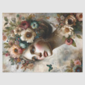 Antiek grillige bloemendame Ephemera boeket Tissuepapier (Voorkant)