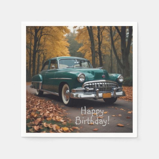 Antiek groene auto servet (Voorkant)