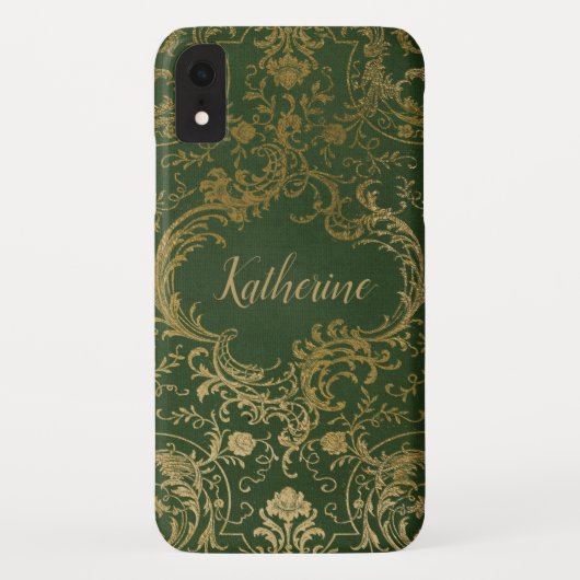 Antiek groene en gouden iPhone XR hoes (Achterkant)
