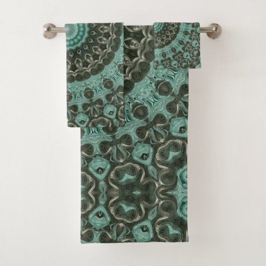 Antiek groene mandala patroon ontwerp bad handdoek (Insitu)