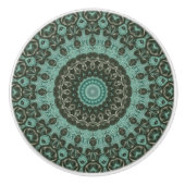 Antiek groene mandala patroon ontwerp keramische knop (Voorkant)