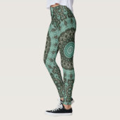 Antiek groene mandala patroon ontwerp leggings (Links)