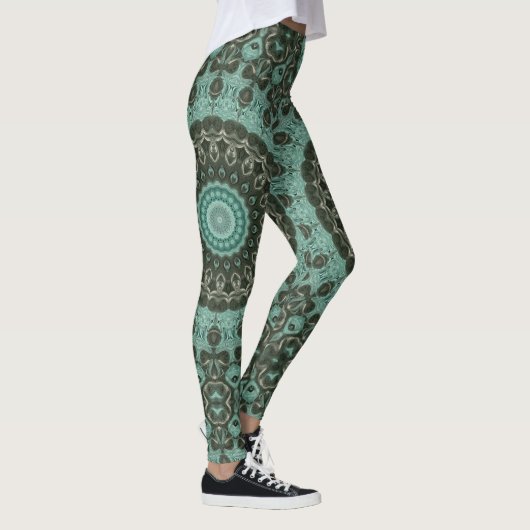 Antiek groene mandala patroon ontwerp leggings (Rechts)