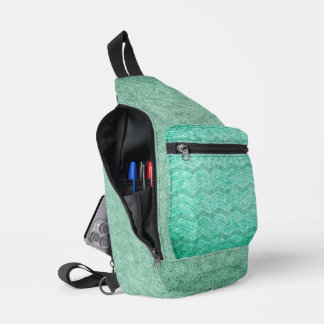 ANTIEK GROENE ZIG ZAG TEXTUUR LOOK SLING BAG