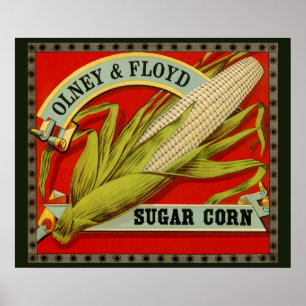 Antiek groentelabel, Olney & Floyd Sugar Corn Poster