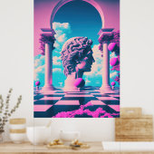 Antiek grootsheid: Vaporwave Exploration of Beauty Poster (Keuken)