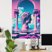 Antiek grootsheid: Vaporwave Exploration of Beauty Poster (Thuiskantoor)