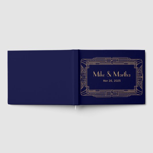 Antiek Grote Gatsby Art Deco bruiloft gastenboek (Volledig)