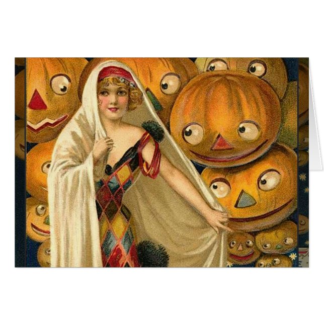 Antiek Halloween Jack O Lantern kostuum vrouw (Voorkant Horizontaal)