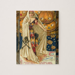 Antiek Halloween Jack O Lantern kostuum vrouw Legpuzzel