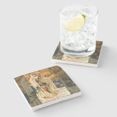 Antiek Halloween Jack O Lantern kostuum vrouw Stenen Onderzetter (Zijkant)