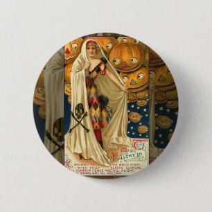 Antiek Halloween Jack O Lantern Ronde Button 5,7 Cm