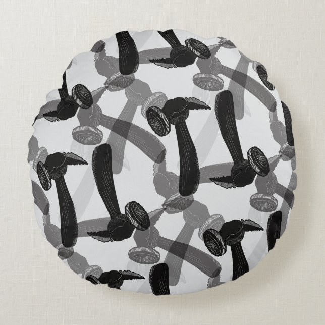 Antiek Hammer Mancave Rond Kussen (Voorkant)