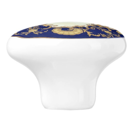 Antiek hand beschilderd China Kijk kobalt blauw Keramische Knop (Zijkant)