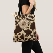 Antiek handvat Initiaal  afdrukken in bruin en gou Tote Bag (Dichtbij)