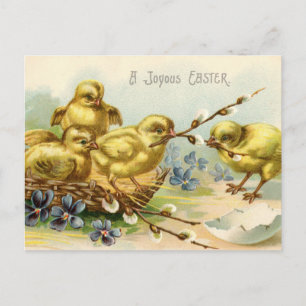 Antiek Happy Easter Chicks Egg Hatch Feestdagenkaart