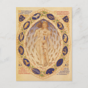 Antiek hemelse zodiakkaart, astrologie briefkaart