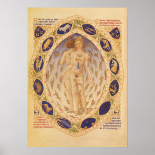 Antiek hemelse zodiakkaart, astrologie poster