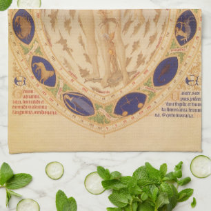 Antiek hemelse zodiakkaart,  astrologie theedoek