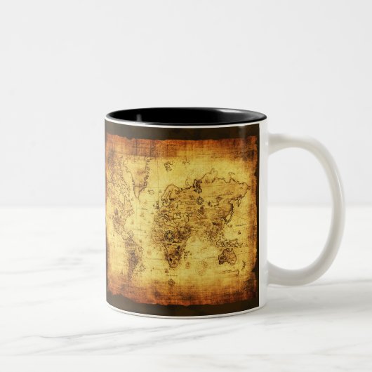 Antiek Historische Oude Wereldkaart Koffie Mok (Rechts)