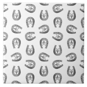 Antiek Hoefijzer met Ster Patroon CUSTOM COLOR Tegeltje