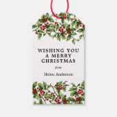 Antiek Holly kerstvakantie Cadeaulabel (Voorkant)