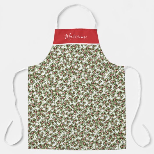 Antiek Holly Pattern met naam Schort (Voorkant)