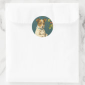Antiek hond Kerst sticker (Tas)