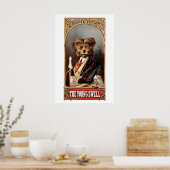 Antiek hond met monocle poster (Keuken)