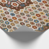 Antiek Honeycomb Quilt Pattern - Folk Art Crafty Cadeaupapier (Hoek)