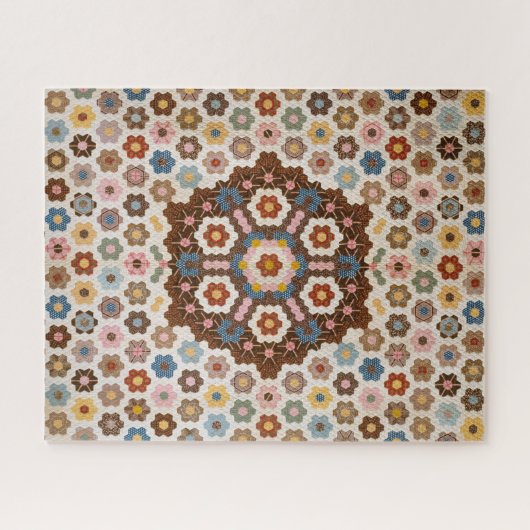 Antiek Honeycomb Quilt Pattern - Folk Art Crafty Legpuzzel (Horizontaal)