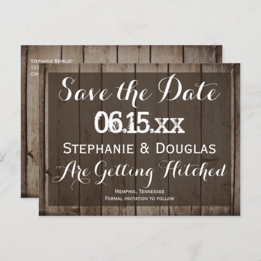 Antiek hout Rustic Sla de Briefkaarten Datum op (Voorkant / Achterkant)