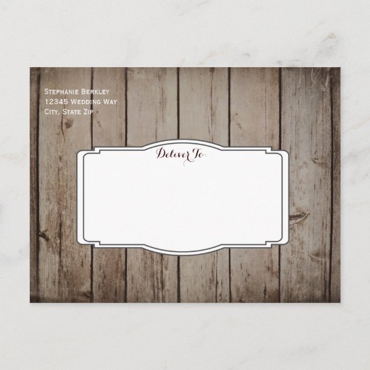 Antiek hout Rustic Sla de Briefkaarten Datum op (Achterkant)