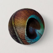 Antiek Hues Peacock Feather Eye Ronde Button 5,7 Cm (Voorkant)