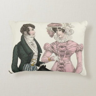 Antiek Huwelijk Koppel 1823 Man Vrouw Mode Accent Kussen