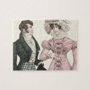 Antiek Huwelijk Koppel 1823 Man Vrouw Mode Legpuzzel