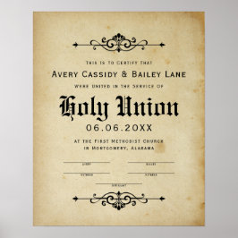 antiek huwelijksakte poster