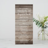 Antiek huwelijksprogramma's met hout - Rustic Coun Programma (Staand voorkant)