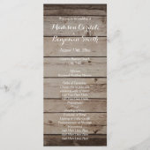 Antiek huwelijksprogramma's met hout - Rustic Coun Programma (Voorkant)