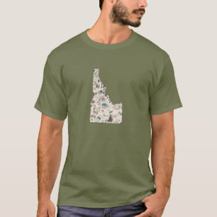 Antiek Idaho vormde  kaart van het Afbeelding T-shirt