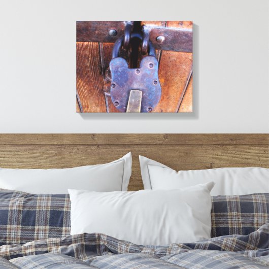 antiek ijzerslot rustige houten deur canvas afdruk (Insitu (Slaapkamer))
