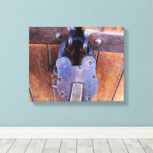 antiek ijzerslot rustige houten deur canvas afdruk (Insitu (Houten vloer))
