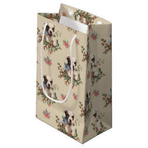 Antiek illustratie Sweet Dog-kerstpatroon Klein Cadeauzakje