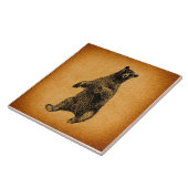 Antiek illustratie van Beer Rustic  kunst Tegeltje (Zijkant)