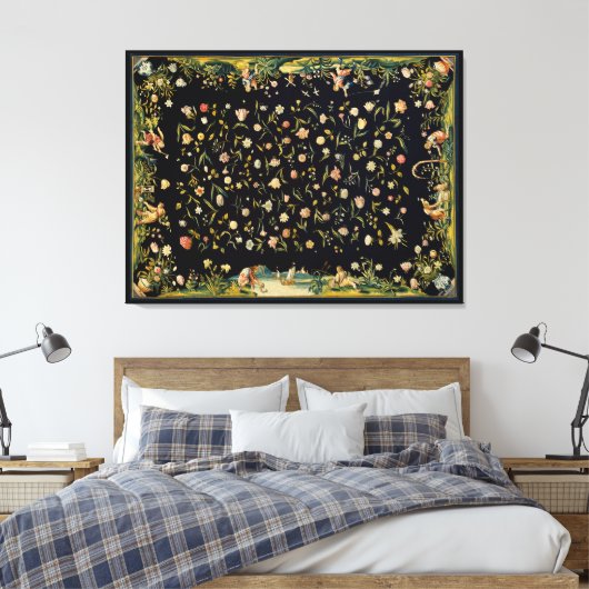 Antiek illustratie van het vloertapijt canvas afdruk (Insitu (Slaapkamer))