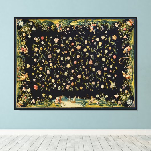 Antiek illustratie van het vloertapijt canvas afdruk (Insitu (Houten vloer))