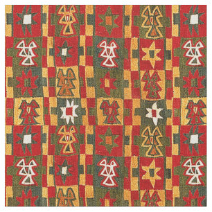 Antiek Inca Tribal Star Pattern Print Stof
