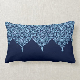 Antiek Indiaans Patroon Blauw Floral  Zen Kussen